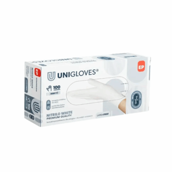 Luva Unigloves Nitrílica White Sem Pó - 100uni