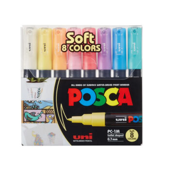Kit POSCA Soft Colors com 8 cores pastéis